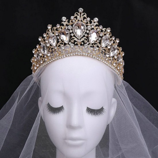 Vintage Baroque Bridal Crystal Crown Rhinestone Tiaras Princess Queen Bride Wedding Party Prom Headdress Hair Accessories