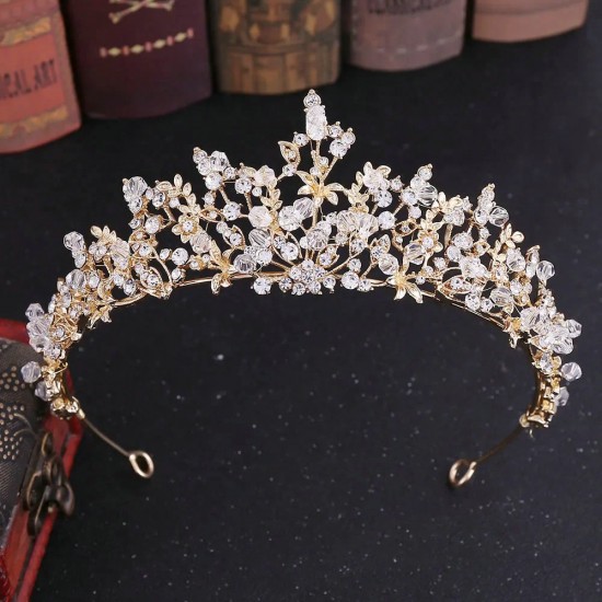 Vintage Baroque Crystal Crown Heart Luxury Bridal Rhinestone Tiaras Prom Pageant Diadem Handmade Headdress Hair Accessories