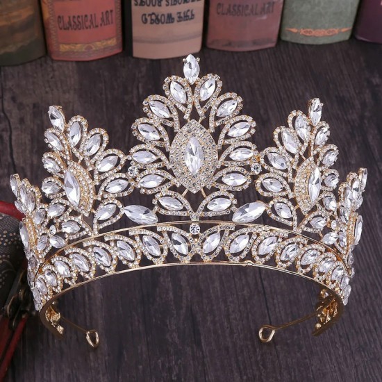 Vintage Baroque Style Rhinestone Tiaras High Quality Large High Quality Crystal Crown Wedding Party Headdress Hair Accessories