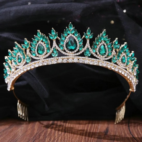 Wedding Hair Accessories Baroque Rhinestone Crystal Crown Tiara Wedding Headdress Party Bridal Hair Jewelry Tiaras with Comb