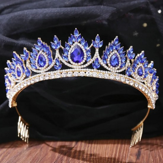 Wedding Hair Accessories Baroque Rhinestone Crystal Crown Tiara Wedding Headdress Party Bridal Hair Jewelry Tiaras with Comb