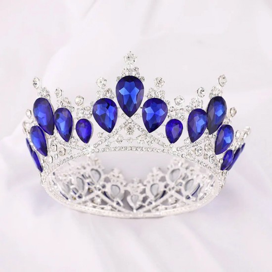 Wedding Hair Tiara Big Crystal Bridal Tiara Crown Queen Diadem Veil Tiaras Rhinestone Hair Accessories Headpieces Head Jewelry