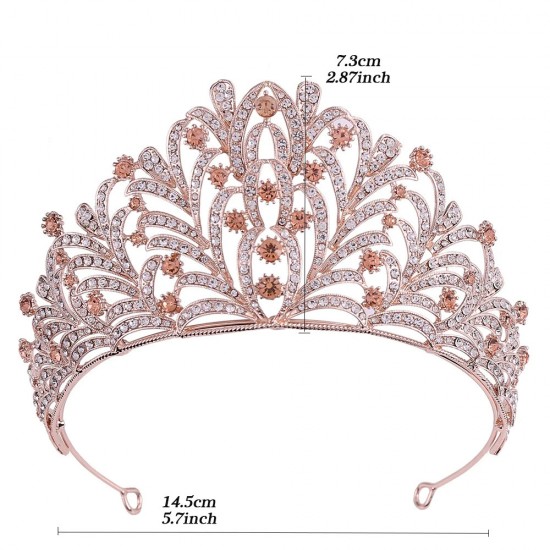 Wedding Hair Tiara Crystal Bridal Tiara Crown Gold Color Diadem Veil Tiaras Rhinestone Hair Accessories Headpieces Head Jewelry