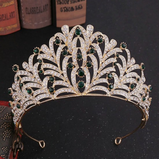 Wedding Hair Tiara Crystal Bridal Tiara Crown Gold Color Diadem Veil Tiaras Rhinestone Hair Accessories Headpieces Head Jewelry