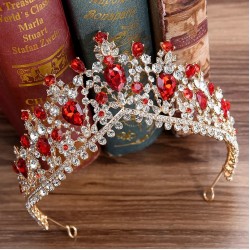 Wedding Hair Tiara Crystal Bridal Tiaras Crown Gold Color Diadem Veil Tiaras Party Prom Hair Accessories Headpieces Head Jewelry