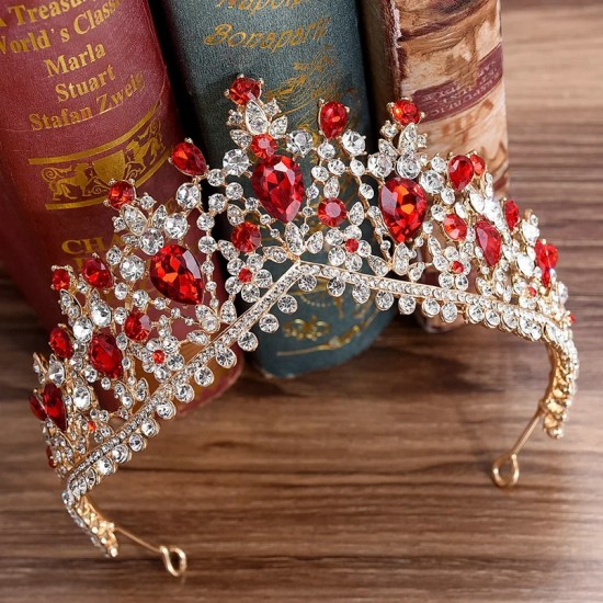 Wedding Hair Tiara Crystal Bridal Tiaras Crown Gold Color Diadem Veil Tiaras Party Prom Hair Accessories Headpieces Head Jewelry