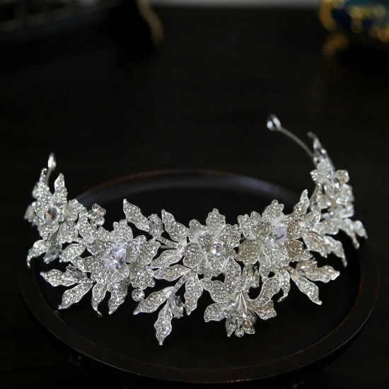 Wedding Hair Tiara Crystal Rhinestone Luxury Fashion Bridal Crown Silver Diadem Headband Hair Accessories Headdress Head Jewelry