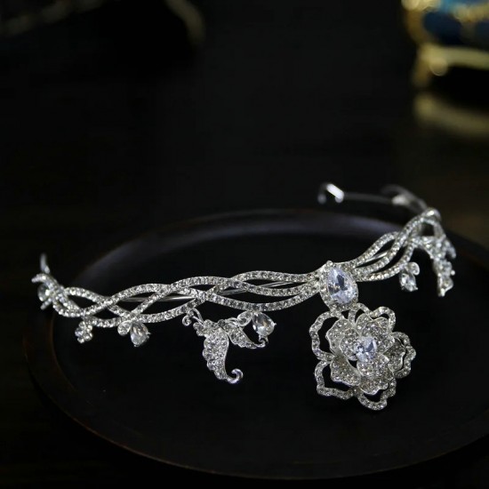 Wedding Hair Tiara Rhinestone Buterfly Flower Luxury Fashion Bridal Crown Diadem Headband Hair Accessories Headdress Head Jewelr