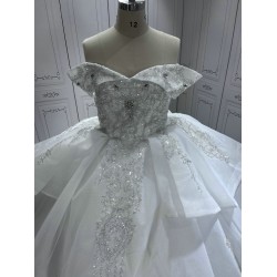 White Appliuqes Wedding Dresses Ball Gowns Custom Made Princess Formal Bridal Gown Vestido de Casamento