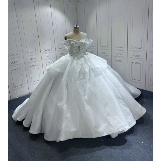 White Appliuqes Wedding Dresses Ball Gowns Custom Made Princess Formal Bridal Gown Vestido de Casamento