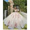 White Quinceanera Dress Jacket Sleeveless Pearl Lace Appliques Birthday Party Gowns Crystal V Neck Crystal  Girls Ball Gown Sweet 16 Dresses