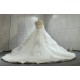 Long Sleeves Luxury Ball Gown Wedding Dress With Lace Pearls CBWD0070