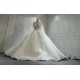 Long Sleeves Luxury Ball Gown Wedding Dress With Lace Pearls CBWD0070