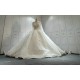 Long Sleeves Luxury Ball Gown Wedding Dress With Lace Pearls CBWD0070