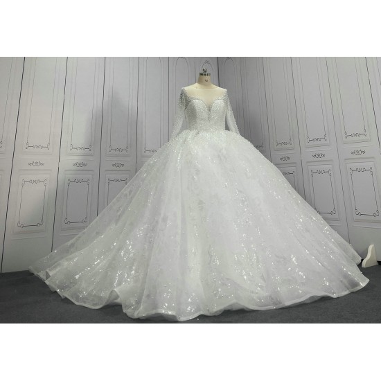 Sparkle Ball Gown Wedding Dresses With Pearls CBWD0015