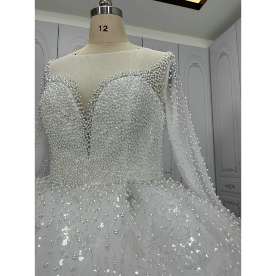 Sparkle Ball Gown Wedding Dresses With Pearls CBWD0015