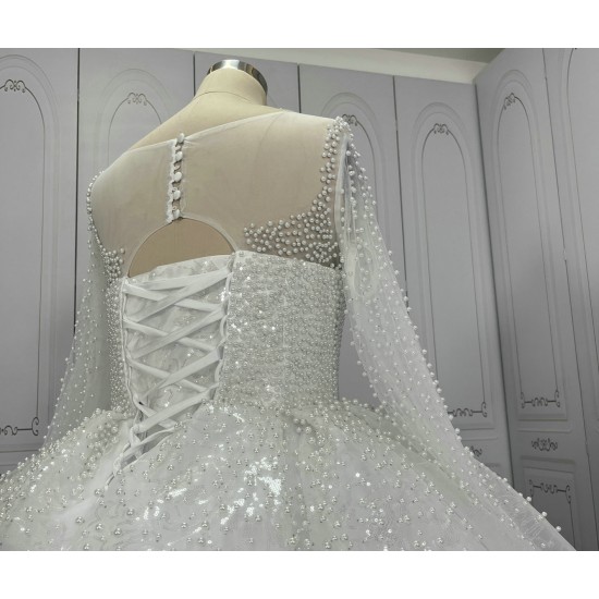 Sparkle Ball Gown Wedding Dresses With Pearls CBWD0015