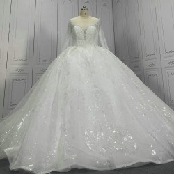 Sparkle Ball Gown Wedding Dresses With Pearls CBWD0015