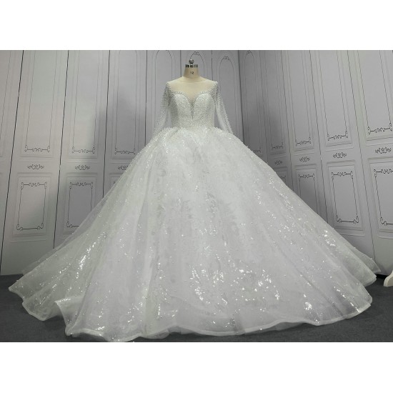 Sparkle Ball Gown Wedding Dresses With Pearls CBWD0015