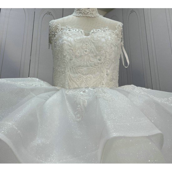 Tiered Floor Length Ball Gown Wedding Dress CBWD008