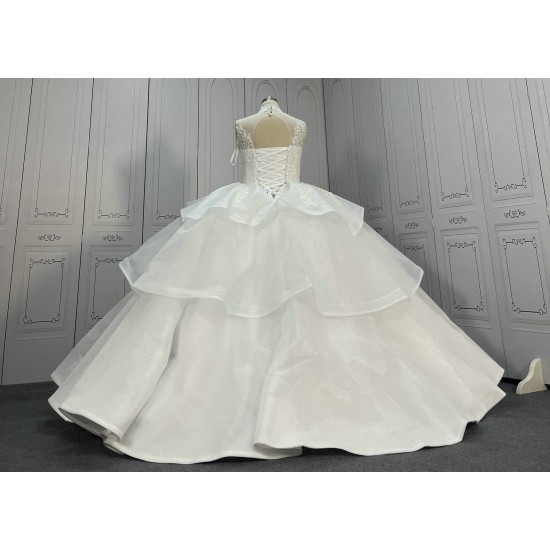 Tiered Floor Length Ball Gown Wedding Dress CBWD008