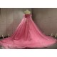 Tulle Lace Fuchisa Hot Pink Prom Party Dress