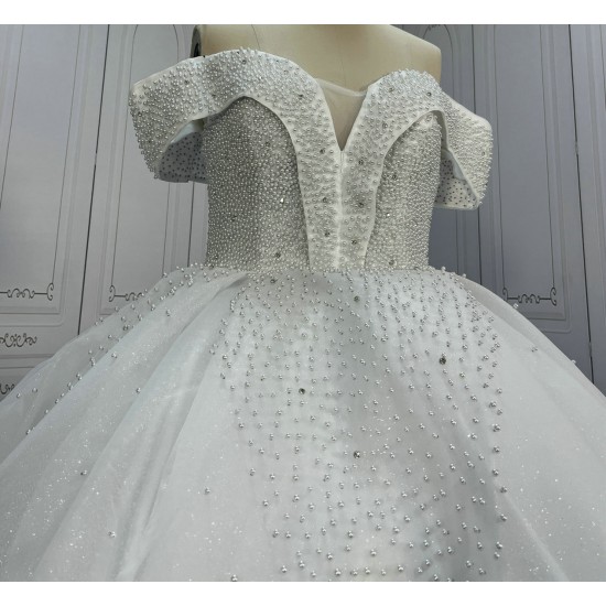 Two In One Pearl Ball Gown Wedding Dress With Detachable Top CBWD006