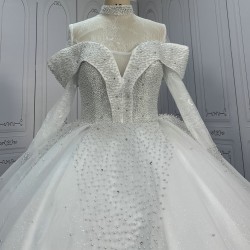 Two In One Pearl Ball Gown Wedding Dress With Detachable Top CBWD006