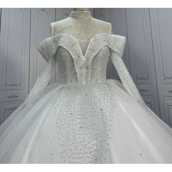 Two In One Pearl Ball Gown Wedding Dress With Detachable Top CBWD006