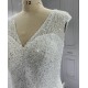 V Neck Beaded Classic Mermaid Wedding Dress CBWD004