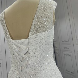 V Neck Beaded Classic Mermaid Wedding Dress CBWD004