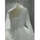 V Neck Fully Beaded Luxury Wedding Dress With Long Sleeves CBWD003