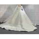 V Neck Glitter Ball Gown Wedding Dress With Shawl Sleeves CBWD002