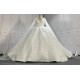 V Neck Glitter Ball Gown Wedding Dress With Shawl Sleeves CBWD002