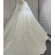 V Neck Glitter Ball Gown Wedding Dress With Shawl Sleeves CBWD002